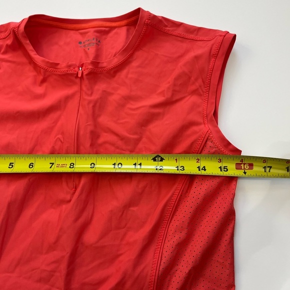 Athleta Pacifica II Tank Size Small 1/4 Zip Bright Reddish Orange - Picture 10 of 10